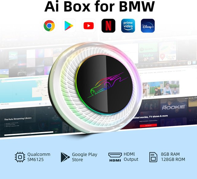 Ezonetronics Carplay AI Box für BMW mit Android 13, 8GB RAM, 128GB Speicher, Dual-WLAN, 4G-SIM-Karte und HDMI-Ausgang - Bild 1