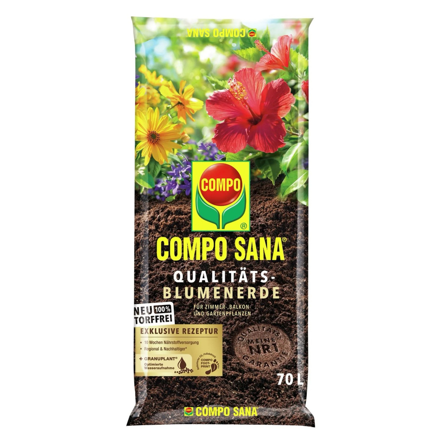 Compo Sana Qualitäts-Blumenerde torffrei mit Bimsstein für Zimmerpflanzen, Balkonpflanzen und Gartenpflanzen, 70 l - Bild 2