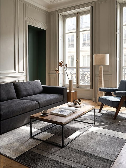 Kadima Design Kurzflor Teppich Grau Modern Abstract B: 160 cm, T: 230 cm - Bild 1