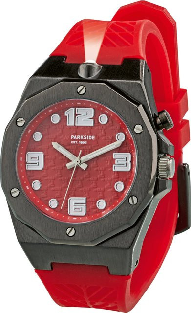 PARKSIDE Armbanduhr, Quarz, Metall, 40 mm, Silikon, Rot, Unisex - Bild 1