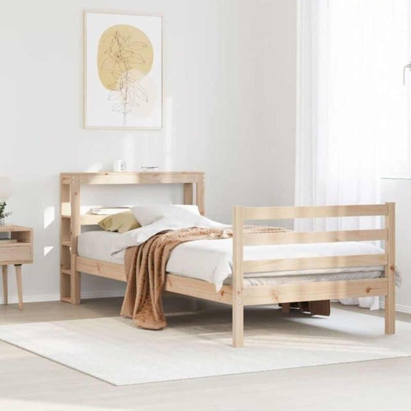 Massivholzbett vidaxl aus Kiefernholz in Braun, B/T/H: 90 x 200 cm, ohne Matratze - Bild 1
