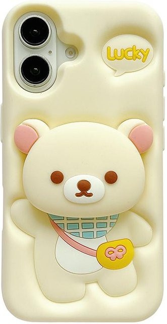 Binchi Health Electronics Rilakkuma Bär Silikonhülle mit Ständerhalter für iPhone 16 15 14 13 12 11 Pro Max in Beige - Bild 1