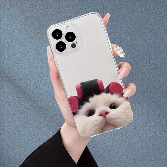 Transparente Handyhülle mit Katzenmotiv und lockigem Fell für Apple iPhone 17, 16 und 15 Serien - Bild 1