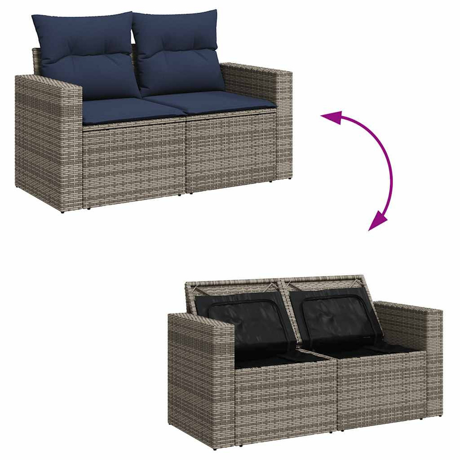7-teiliges Gartensofa-Set aus grauem Poly-Rattan mit Kissen von VD Home Furnishing - Bild 3