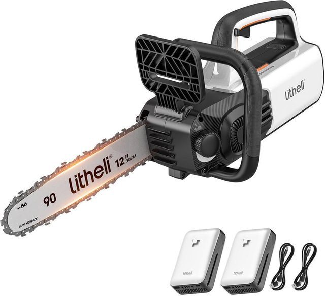 Litheli U20 Akku-Kettensäge mit 2x20V/2.0Ah Akkus in Weiß - Bild 1