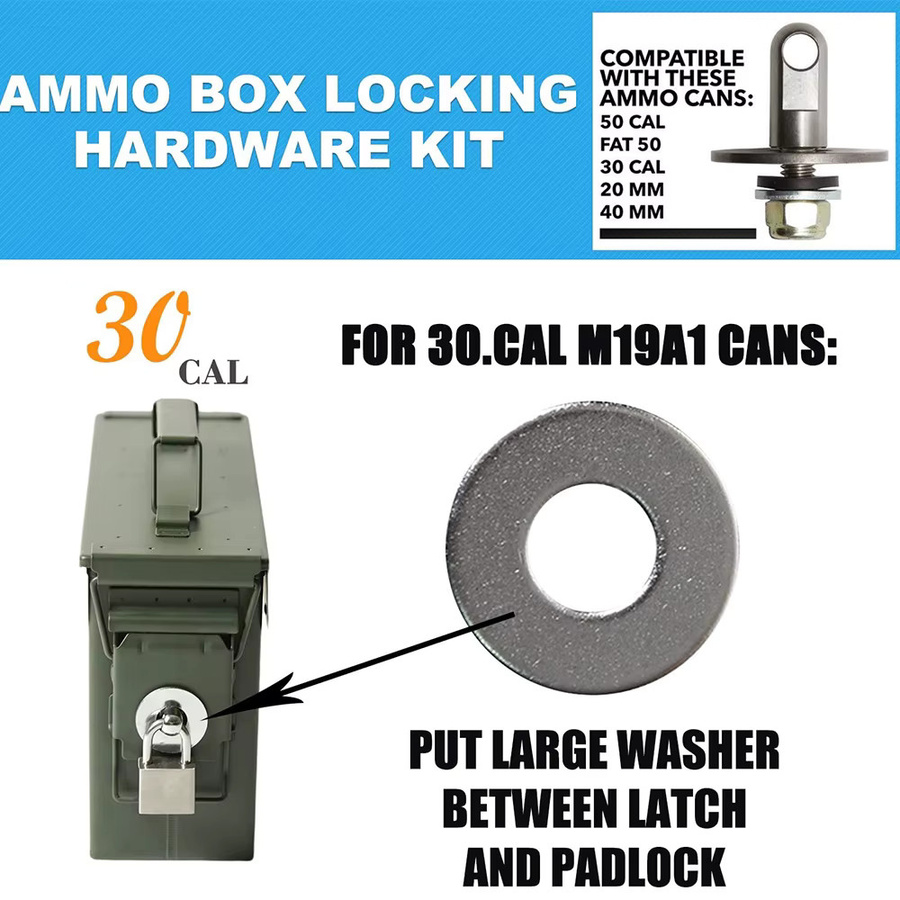 Aolamegs Munitionsbox aus Stahl mit Hardware-Kit und Gun Lock für 50 Cal Munition - Bild 2
