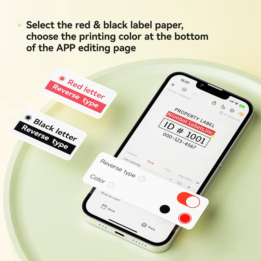Niimbot B21 Pro Fotoetikettendrucker in Rot und Schwarz mit 300 dpi High Definition für Business Etiketten, Aufkleber und Barcodes - Bild 3