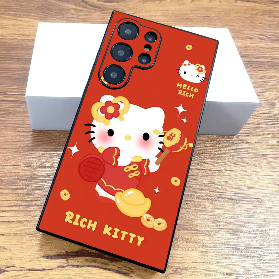 Sanrio Hello Kitty Neujahr Soft Back Phone Cover für Samsung Galaxy S25 Ultra S24 Plus S23 FE S22 S21 S20 und weitere Modelle in Rot - Bild 3
