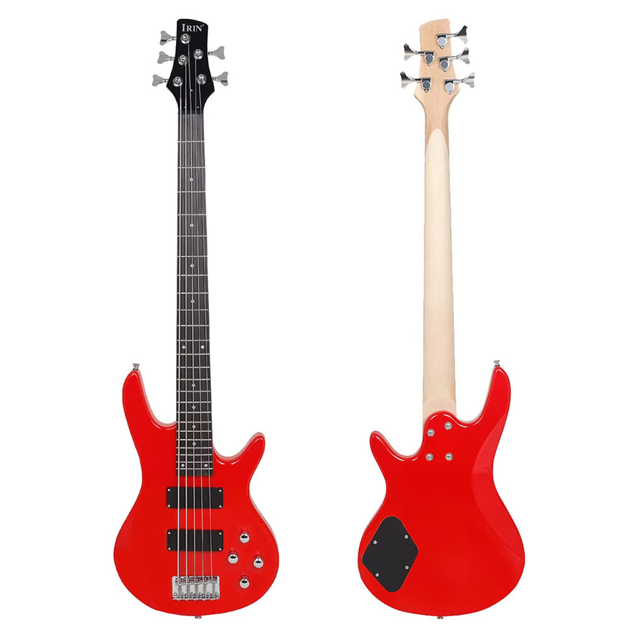 IRIN 5-Saiten E-Bass mit Ahorn-Korpus und Ahorn-Hals in Braun inklusive Audiokabel - Bild 2