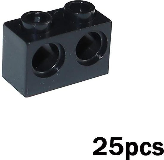 Stein 1x2 mit 2 Löchern, Technische Bausteine, schwarz, ab 14 Jahre - Bild 1