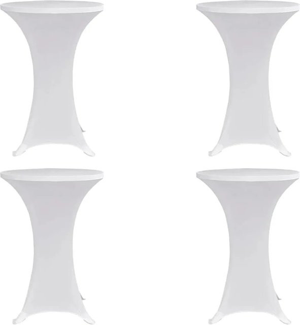 4er Set DELUKE Stretch-Stehtischhussen AMAU in Weiß, elastische Tischdecken für runde Stehtische mit Durchmesser: 60 cm - Bild 1