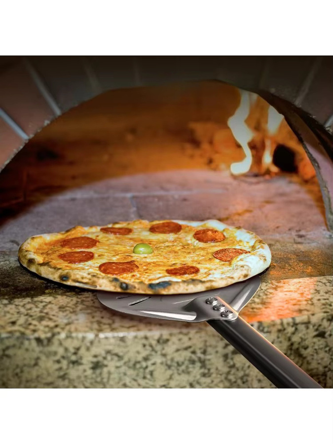 FEB.WIND Pizza-Drehspatel aus Aluminium in Silber, 7 Zoll (17,78 cm) runder Pizzaschaufel mit Metallgriff für den Pizzaofen - Bild 5