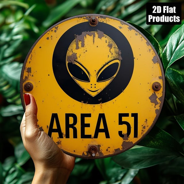 CIFBUY 51 Area Alien Vintage Metallschild, rund, Durchmesser: 20,32 cm, gelb-schwarz - Bild 1