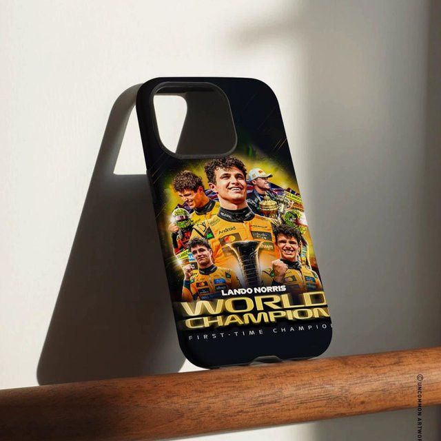 L-Lando N-Norris Handyhülle für iPhone 17 16 15 14 13 12 Pro Max Plus in Weiß und Multicolour mit glänzender HD-Doppelschicht-Flüssighartschale - Bild 1