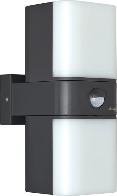 Oktaplex Duas LED Außenleuchte mit Bewegungsmelder und Dämmerungssensor, 20W, 1800lm, Warmweiß 3000K, IP65, Schwarz/Grau - Bild 1