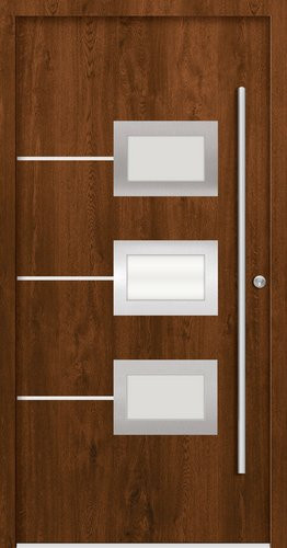 Splendoor Haustür ATHEN Prime aus Aluminium in Nussbaum Braun mit Glaseinsatz, H x B x T: 210 x 100 x 7 cm - Bild 1