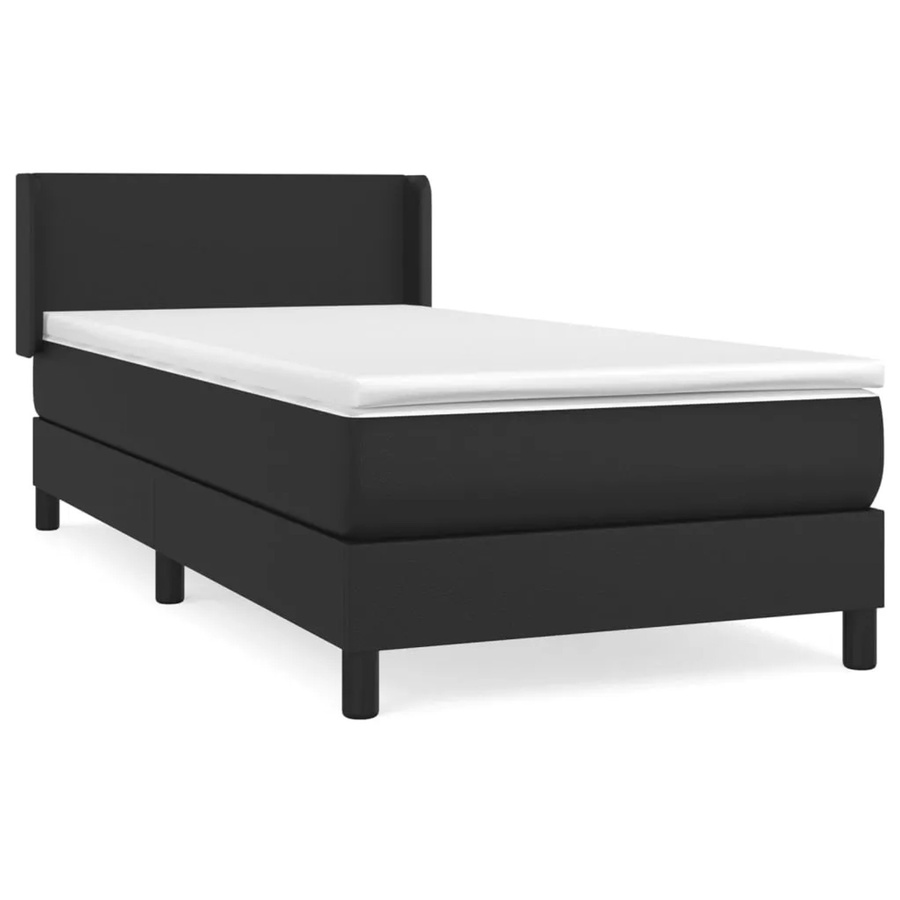 vidaXL Boxspringbett mit Matratze in Schwarz, Hybridbett mit Taschenfederkern und Kunstleder, B/T: 100 x 200 cm - Bild 2