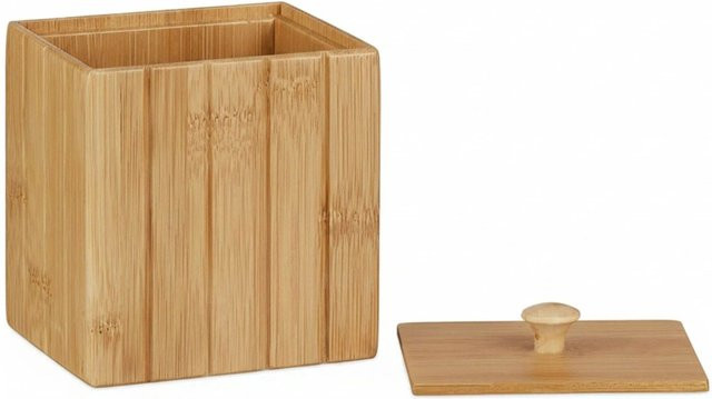 Relaxdays Aufbewahrungsbox aus Bambus mit Deckel in Natur/Braun, B/T/H: 11,5 x 10 x 8 cm - Bild 1