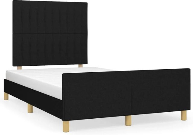 vidaXL Bettgestell mit Kopfteil in Schwarz aus Stoff und Holz, B/T/H: 120 x 200 x 126 cm - Bild 1