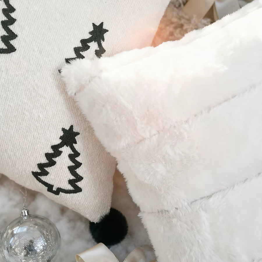 BUYNOW Weihnachtsbaum Jacquard-Spitzen-Kissenbezug in Weiß, Vintage Design, B/T: 45,7 x 45,7 cm - Bild 2