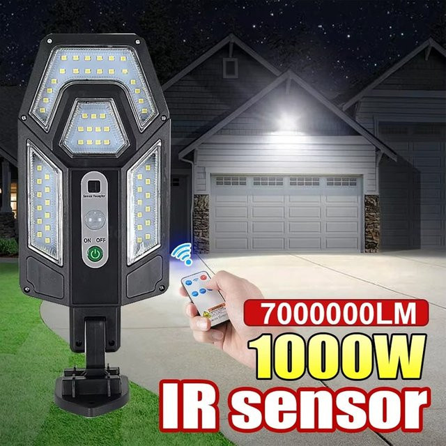 BALDR Solarlampe mit 55 LED Außen-Wandleuchte mit Bewegungssensor und Fernbedienung, Schwarz - Bild 1