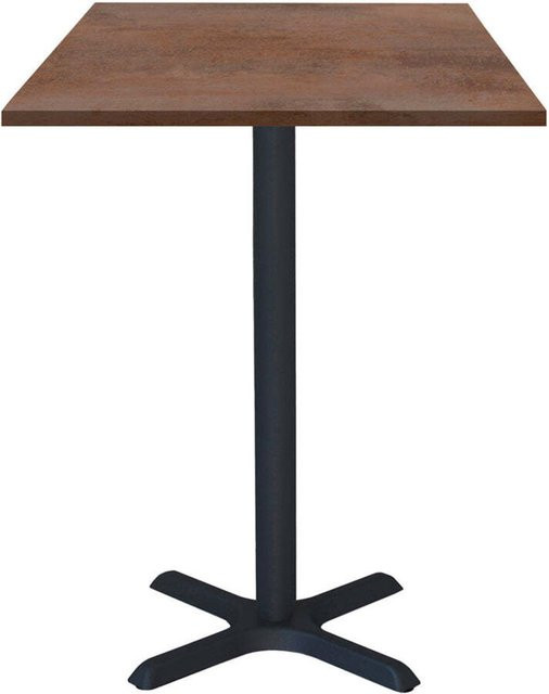 RestooTab Stehtisch Dina quadratisch mit Dekor Stein, Platte bronze, Gestell schwarz, B/T/H: 60 x 60 x 112 cm - Bild 1