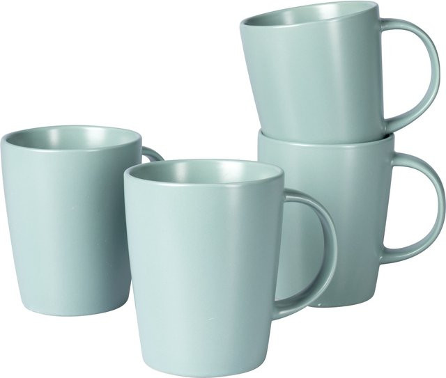 Genialo Tassen Basic aus Keramik, 4er Set, Grün und Blau, 400 ml pro Tasse - Bild 1