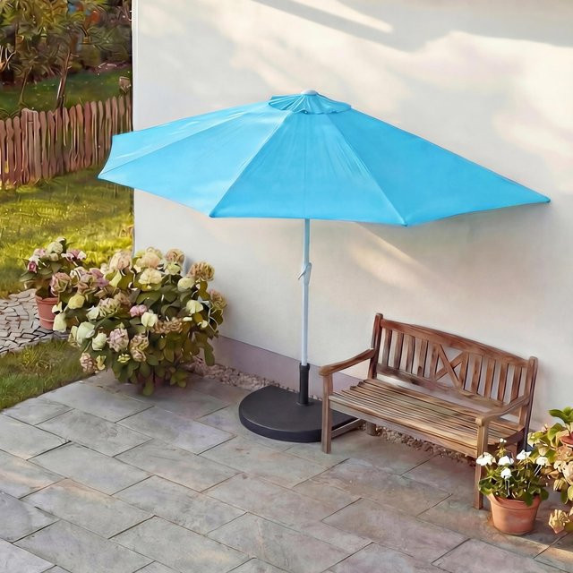 MCW Sonnenschirm Lorca halbrund, Balkonschirm mit Ständer, Farbe: Türkis, Durchmesser: 300 cm, UV 50+ aus Polyester und Alu - Bild 1