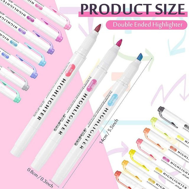 25er-Pack Textmarker in Multicolour mit feiner Spitze und Meißelspitze für Schule und Kunst - Bild 1