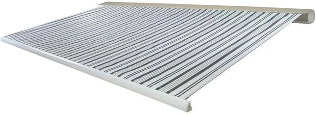 Elektrische Kassettenmarkise MCW H124 Vollkassette aus Polyester in Grau/Weiß B: 5 m, T: 3 m - Bild 2
