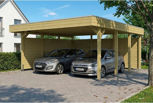 SKANHOLZ Carport Friesland Set C aus Fichte mit Seiten- und Rückwand, Grün, B: 546 cm, T: 555 cm - Bild 1