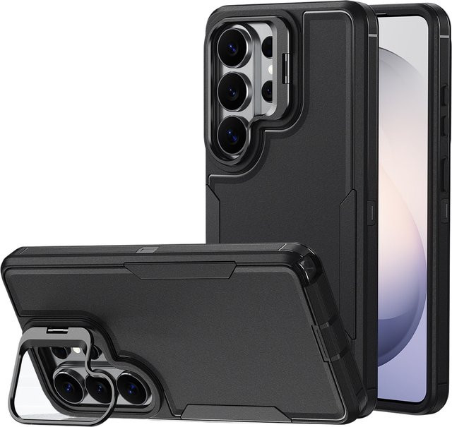 Robuste Hybrid-Schutzhülle für Samsung Galaxy S26 Ultra S26+ S25 S24 FE Plus Ultra mit Legierungs-Linsenhalter und Sturzschutz in Schwarz oder Lila - Bild 1