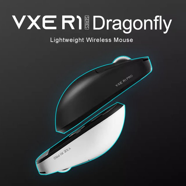 ATK VXE R1 Pro MAX Dragonfly Gaming-Maus in Weiß mit PAW3395 Sensor, kabellose Bluetooth und 2,4 GHz Verbindung, ergonomisches Design für E-Sport - Bild 1