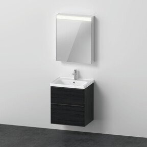 Duravit D-Neo Badezimmer-Möbelset mit Waschtisch, Waschtisch-Unterschrank und Spiegelschrank in Schwarz und Weiß, Breite: 60 cm, Tiefe: 48 cm - Bild 1