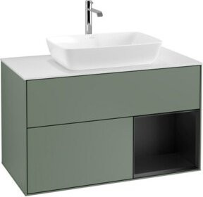 V&B Waschtischunterschrank Finion 100 mit Wandbeleuchtung, Farbe Weiß lackiert, B/T/H: 100 x 50,1 x 50,1 cm - Bild 1
