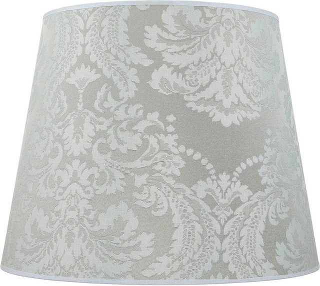 Licht-Erlebnisse Lampenschirm aus Stoff in Silber im Barock Design für Stehleuchten mit E27-Fassung, Durchmesser: 38 cm - Bild 1