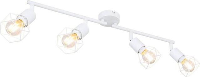 Globo Wand- und Deckenspot Xara I in Weiß aus Metall mit 4 verstellbaren E14 Leuchten, B/H/L: 8 x 20 x 60 cm - Bild 1