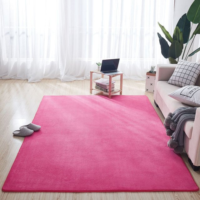 Saugfähige Korallen-Samt Fußmatte in Pink, rutschfest und pflegeleicht, B/B: 50 x 80 cm - Bild 1