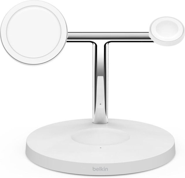 Belkin BoostCharge Pro Kabelloses 3-in-1-Ladegerät mit offizieller MagSafe-Lademöglichkeit 15 Watt in Weiß - Bild 1