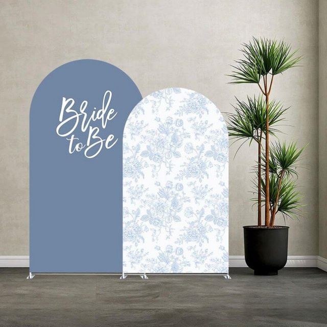 VIKAMA Blumenbogen-Hintergrund in Staubblau mit floralem Design für Hochzeit, Brautparty und Junggesellinnenabschied, B/H: 50 x 50 cm - Bild 1