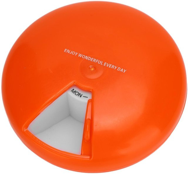 Tragbare Medikamentenbox mit 7 Fächern und rotierendem wöchentlichem Pillenbehälter in Rot und Orange von Beautyyy - Bild 1
