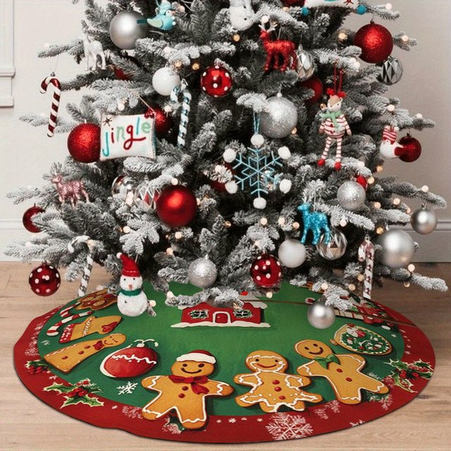 VIKAMA Weihnachtsbaumrock mit Weihnachtsmotiv in Rot und Grün - Bild 1