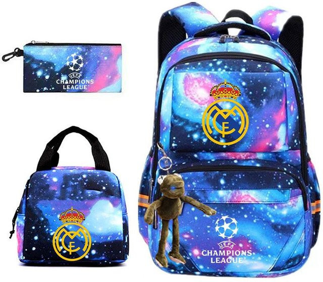 3-teiliges Schulrucksack-Set für Schüler aus Oxford-Stoff in Multicolour mit Schultasche und Federmäppchen - Bild 1