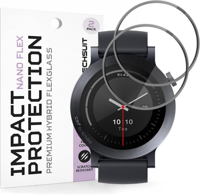 Techsuit Schutzfolie Nano Flex für Nothing CMF Watch 3 Pro, Kunststoff, Schwarz - Bild 1