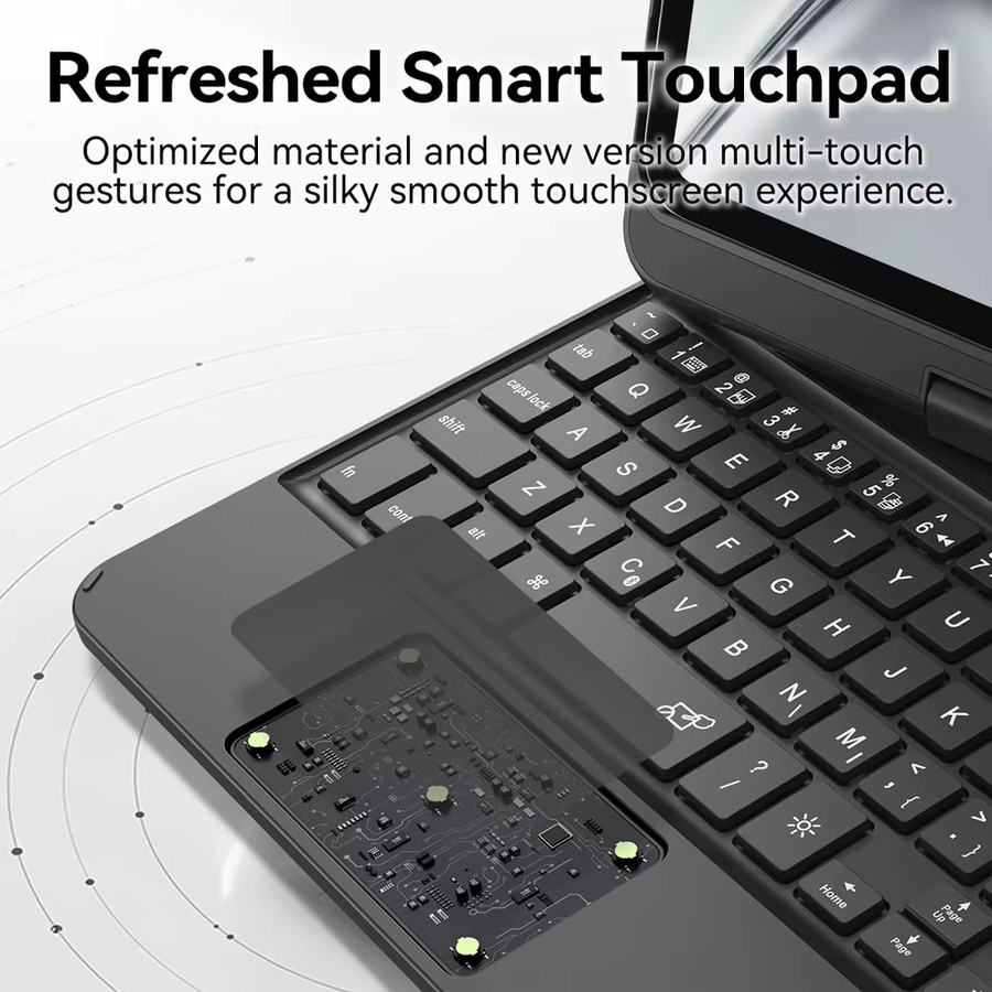 Drehbare Bluetooth-Tastaturhülle für Apple iPad Mini 7. und 6. Generation 8,3 Zoll mit RGB-Hintergrundbeleuchtung und Trackpad in Schwarz oder Silber - Bild 3