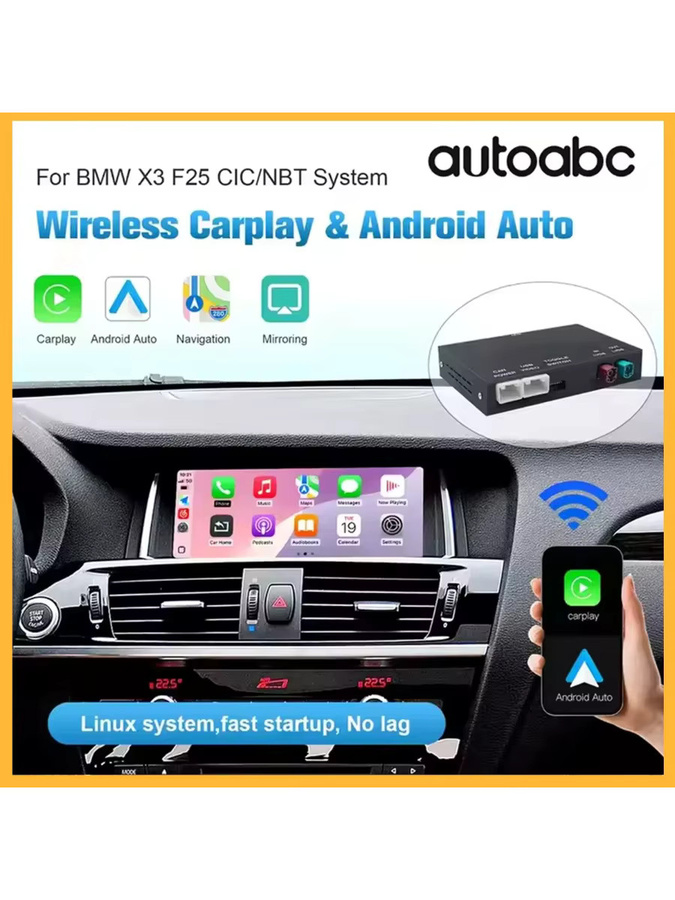 AUTOABC Drahtloses CarPlay und Android Auto Multimedia Zubehör für BMW NBT CIC System X3 F25 G01 mit Mirror Link AirPlay und Rückfahrkamera, Schwarz - Bild 5