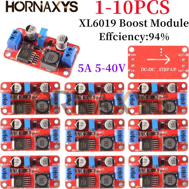 HORNAXYS XL6019 DC-DC Step Up Boost Konverter Einstellbares Netzteil 3V-40V zu 5V-45V in Rot - Bild 1