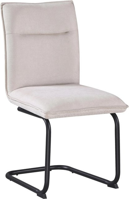 Mömax Stuhl Nova in Beige mit schwarzem Metallgestell, modern und mit Freischwinger-Gestell, B/T/H: 49 x 61 x 90 cm - Bild 1