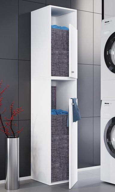 VCM Wäscheschrank Klidas in Weiss für das Badezimmer, B/T/H: 40 x 39 x 184 cm - Bild 3