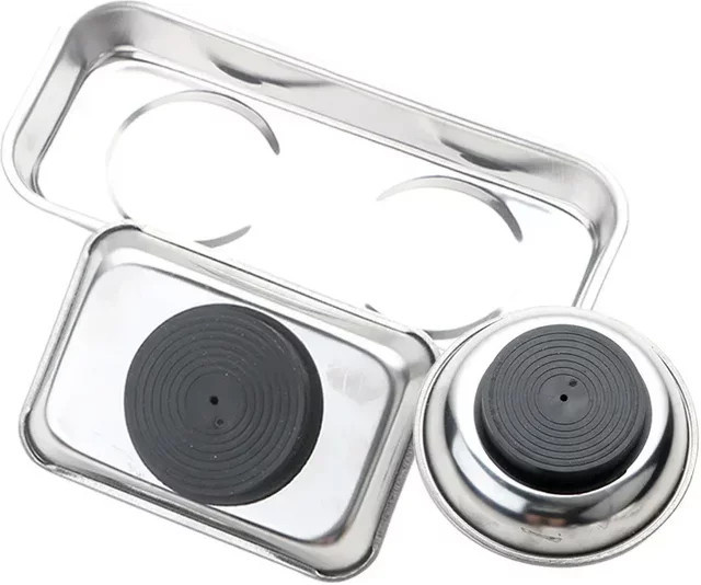 Quadratische Magnetschüssel aus Edelstahl in Silber mit magnetischer Teileablage - Bild 1